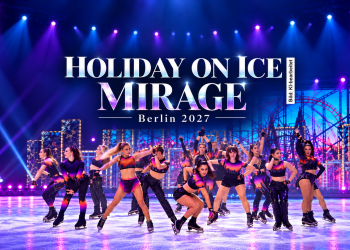 Holiday on Ice MIRAGE Berlin 2027 mit Eiskunstläufern auf einer beleuchteten Showbühne