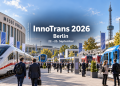InnoTrans 2026 in Berlin mit modernen Zügen auf dem Messegelände und Berliner Funkturm