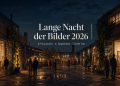 Lange Nacht der Bilder 2026 mit nächtlichem Atelierhof, offenen Kunsträumen, Besuchern und Kunstwerken in Berlin-Lichtenberg