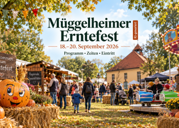 Müggelheimer Erntefest 2026 auf dem Dorfanger mit Familienprogramm, Marktständen und Fahrgeschäften