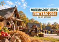 Museumsdorf Düppel Erntetag 2026 mit Lehmofen, Ernte und mittelalterlichem Dorf