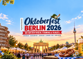 KI-generierte Illustration zum Oktoberfest Berlin 2026 mit Festzelten, Bier, Brezel und Berliner Wahrzeichen