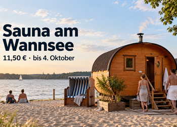 Strandbad-Sauna am Wannsee mit Fass-Sauna direkt am Wasser