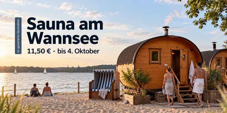 Strandbad-Sauna am Wannsee mit Fass-Sauna direkt am Wasser