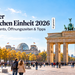 KI-generierte Illustration zum Tag der Deutschen Einheit 2026 in Berlin mit Brandenburger Tor, Reichstag und Besuchern