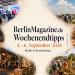 BerlinMagazine.de Wochenendtipps 4. bis 6. September 2026 mit Collage aus IFA, Basketball, Flugplatzfest, Streetfood, Kunst und Brandenburg-Ausflügen