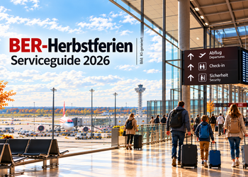 BER-Herbstferien 2026 am Flughafen Berlin Brandenburg mit Reisenden im Terminal