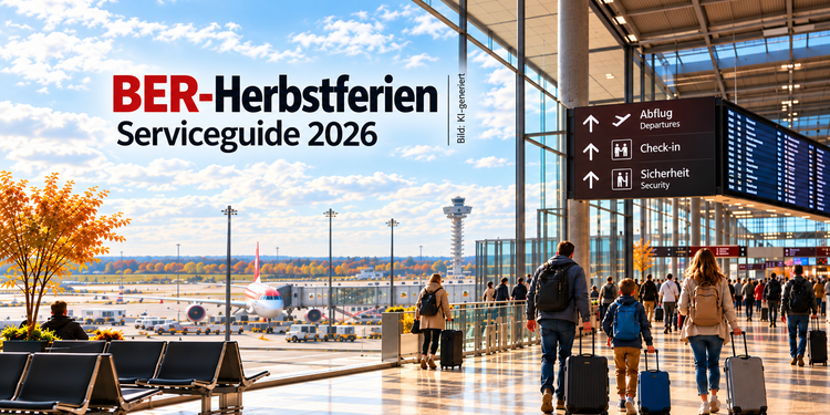 BER-Herbstferien 2026 am Flughafen Berlin Brandenburg mit Reisenden im Terminal