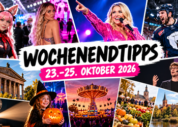 Collage zu den BerlinMagazine.de Wochenendtipps vom 23. bis 25. Oktober 2026
