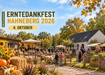 Erntedankfest 2026 an der Naturschutzstation Hahneberg mit Sonnenblumen und herbstlicher Feststimmung