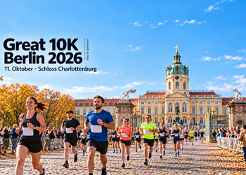 Great 10K Berlin 2026 vor dem Schloss Charlottenburg mit Läufern