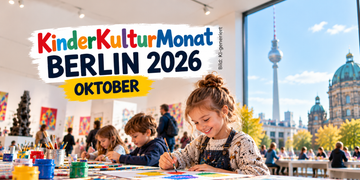 KinderKulturMonat Berlin 2026 mit Kindern beim Malen in einem Berliner Kulturort