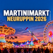KI-generierte Illustration zum Martinimarkt Neuruppin 2026 mit Riesenrad, Karussell und bunt beleuchteten Kirmesbuden