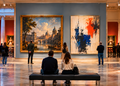Historische und moderne Kunst in einer Berliner Museumsgalerie zur Ausstellung Über Zeiten
