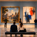 Historische und moderne Kunst in einer Berliner Museumsgalerie zur Ausstellung Über Zeiten